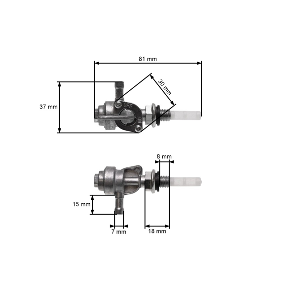 Benzinhahn mit Filtergewinde M10 x 1,25