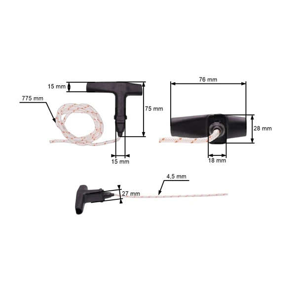 ElastoStart 4,5 mm für Stihl Kettensägen Stihl 038 044 045 046 MS380 MS381 MS460 MS461 MS640 MS660 MS661 MS880 TS510 TS760 (OEM 11221903400)