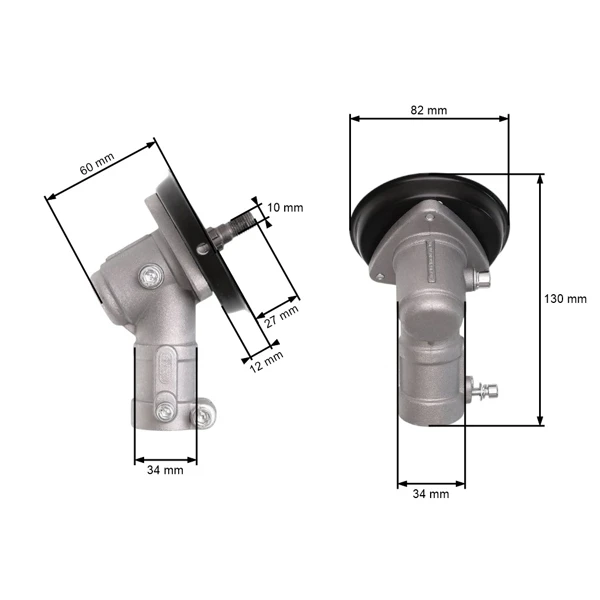Getriebekopf für chinesische Motorsensen und Motorsensen aus dem Hobbymarkt mit Rohrdurchmesser 25,4 mm Vierkantwellenprofil
