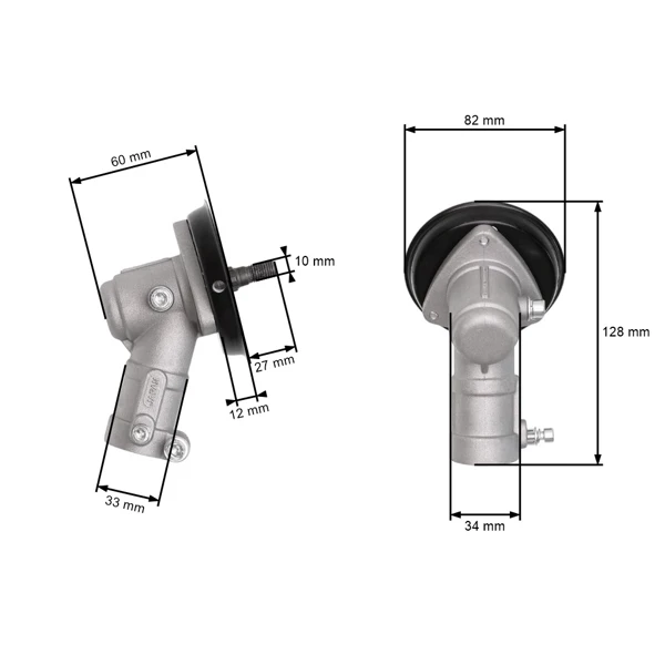 Getriebekopf für chinesische Motorsensen und Motorsensen aus dem Hobbymarkt mit Rohrdurchmesser 26 mm Vierkantwellenprofil
