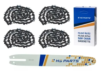 HS PARTS Führungsschiene 12" (30 cm) 3/8" .043" (1,1 mm) + 4 x Sägekette 44 Glieder Vierkantzahn für Stihl MSE140 MS170 MS192 MS171 MS191T MSE141 MSA200C HT101 HT70 E140 023L