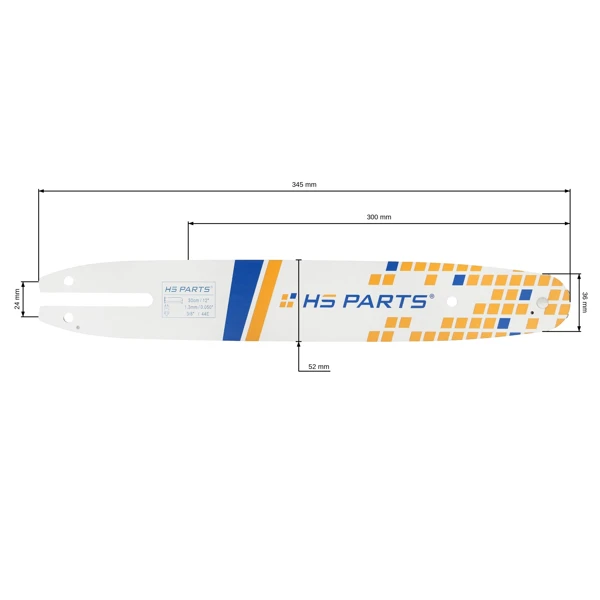 HS PARTS Führungsschiene 12" (30 cm) 3/8" .050" (1,3 mm) für Stihl MSE140 MS160 MS170 MS180 MS191 MS211 MS230 MS241 MS250 E180