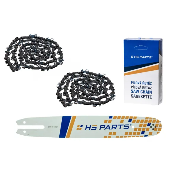 HS PARTS Führungsschiene 14" (35 cm) 3/8" .050" (1,3 mm) + 2 x Sägekette 50 Glieder Vierkantzahn für Stihl 009 010 011 017 018 019 020 021 023 025 MS160 MS170 MS171 MS180 MS181 MS192 MS210 MS211 MS250 MS231 MS241 MS251