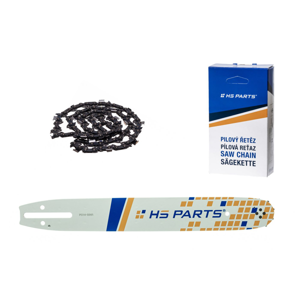 HS PARTS Führungsschiene 14" (35 cm) 3/8" .050" (1,3 mm) + Sägekette 52 Glieder Vierkantzahn für für Partner 350 351 370 P420 Husqvarna T425 E16 E316 E321 Dolmar PS330 PS33 PS34 ES152 Homelite 3300 CS40 Solo 613 Oleomac GS35 GS350 931