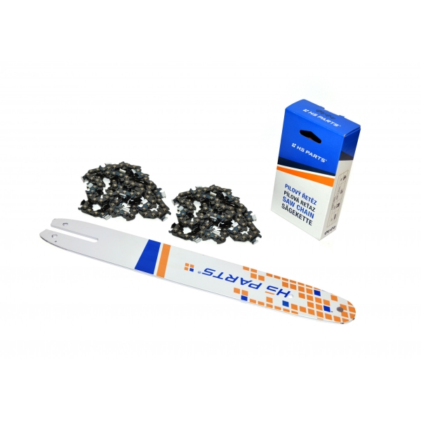 HS PARTS Führungsschiene 14" (35cm) 3/8" .050" (1.3mm) + 2x Sägekette 49 Glieder Vierkantzahn für McCulloch MAC120 PM380 PM400 PM510 838 839 Partner 1535EL 1640