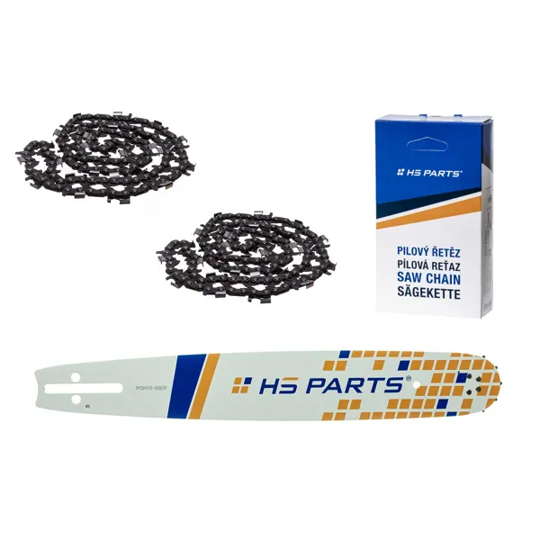 HS PARTS Führungsschiene 15" (38 cm) 3/8" .058" (1,5 mm) + 2 x Sägeketten zum Längsschneiden 56 Glieder für Husqvarna 51 55 246 254 262 345 356 357 359 455 460 555 560 Jonsered 2054 CS2260 Dolmar 111 112 115 PS540 Solo 613 614 650