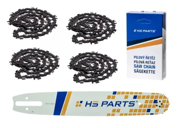 HS PARTS Führungsschiene 15" (38 cm) 3/8" .063" (1,6 mm) + 4 x Sägekette 56 Glieder Rundzahn für die Herstellung von Platten passend Stihl MS360 MS361 MS362 MS440 MS441 MS660