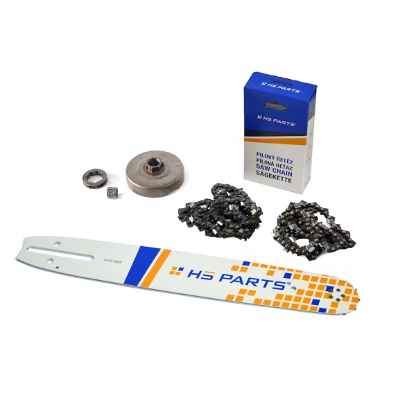 HS PARTS Führungsschiene 15" (38cm) 3/8" .058" (1,5 mm) + 2 x Sägekette 56 Glieder Vierkantzahn + Ringkettenrad Husqvarna 362 365 371 372XP 365 X-TORQ Jonsered 2163 CS2165