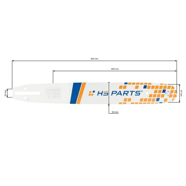 HS PARTS Führungsschiene 16" (40 cm) 3/8" .050" (1,3 mm) für Partner 350 351 370 P420 Husqvarna T425 E16 E316 E321 Dolmar PS330 PS33 PS34 ES152 Homelite 3300 CS40 Solo 613 Oleomac GS35 GS350 931