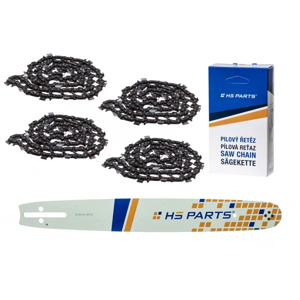HS PARTS Führungsschiene 16" (40 cm) .325" .050" (1,3 mm) + 4 x Sägekette 66 Glieder Vierkantzahn für Husqvarna 36 55 136 154 254 257 262 357 435 445 460 Jonsered 2054 2152 2155 CS2149W Dolmar 109 111 112 116 Solo 639 651 665