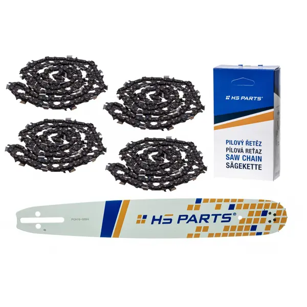 HS PARTS Führungsschiene 16" (40 cm) .325" .058" (1,5 mm) + 4 x Sägekette 66 Glieder Vierkantzahn für Husqvarna 36 55 136 254 257 262 357 435 445 460 Jonsered 2054 2152 2155 Dolmar 109 111 112 116 Solo 639 651 665