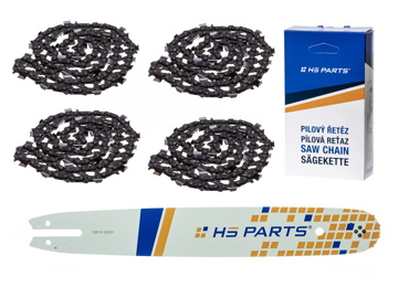 HS PARTS Führungsschiene 16" (40 cm) .325" .063" (1,6 mm) + 4 x Sägekette 62 Glieder Vierkantzahn für Stihl 021 023 025 MS210 MS230 MS231 MS241 MS250 MS251