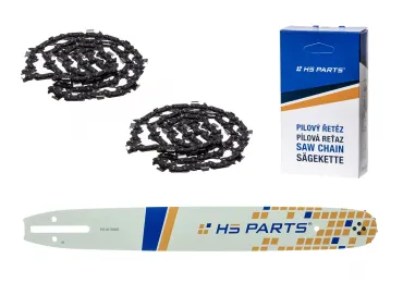HS PARTS Führungsschiene 16" (40cm)  3/8" .050" (1,3mm) + 2 Sägekette 56 Glieder Vierkantzahn für Partner 350 351 370 P420 Husqvarna T425 E16 E316 E321 Dolmar PS330 PS33 PS34 ES152 Homelite 3300 CS40 Solo 613 Oleomac GS35 GS350 931
