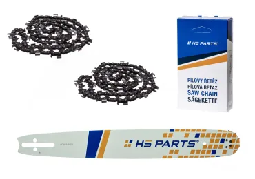 HS PARTS Führungsschiene 18" (45 cm) 3/8" .058" (1,5 mm) + 2 x Sägekette 68 Glieder Rundzahn für die Herstellung von Platten passend Husqvarna 51 55 346XP 353 357 359 455 460 560XP