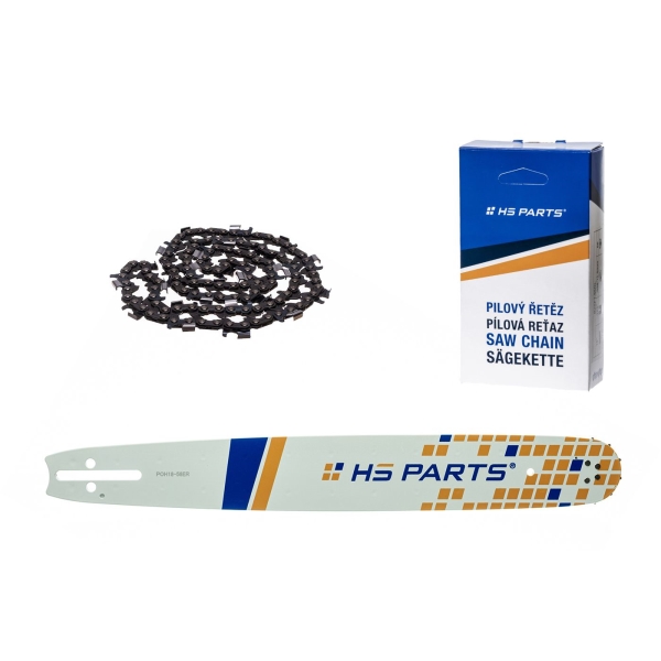 HS PARTS Führungsschiene 18" (45 cm) 3/8" .058" (1,5 mm) + Sägekette 64 Glieder Rundzahn für die Herstellung von Platten passend Husqvarna 51 55 346XP 353 357 359 455 460 560XP