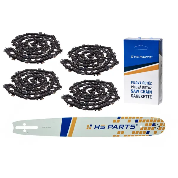 HS PARTS Führungsschiene 18" (45 cm) .325" .058" (1,5 mm) + 4 x Sägekette 72 Glieder Vierkantzahn für Husqvarna 36 45 55 136 254 262 345 346 357 435 445 460 Jonsered 2054 2152 2155 Dolmar 109 111 112 116 Solo 639 651 665
