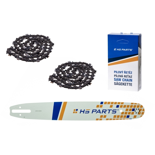 HS PARTS Führungsschiene 18" (45 cm) .325" .063" (1,6 mm) + 2 x Sägekette 74 Glieder Vierkantzahn für Stihl 024 026 036 039 MS240 MS260 MS261 MS270 MS280 MS290 MS310 MS390