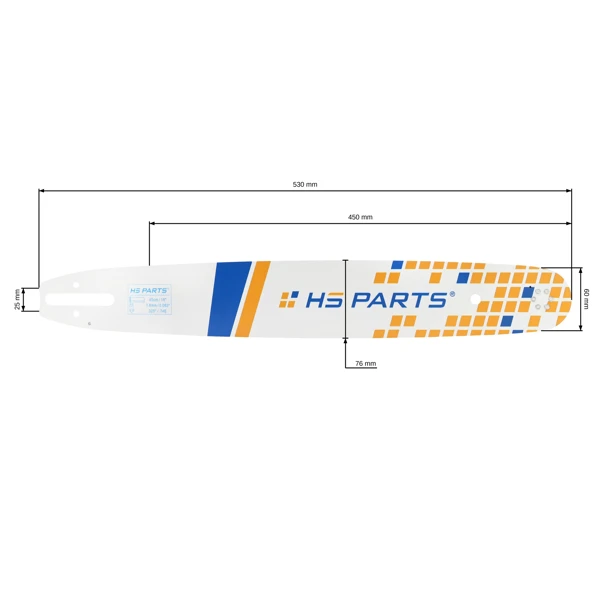 HS PARTS Führungsschiene 18" (45 cm) .325" .063" (1,6 mm) für Stihl 024 026 028 029 030 031 032 039 MS240 MS260 MS261 MS270 MS271 MS280 MS290 MS291 MS310 MS390