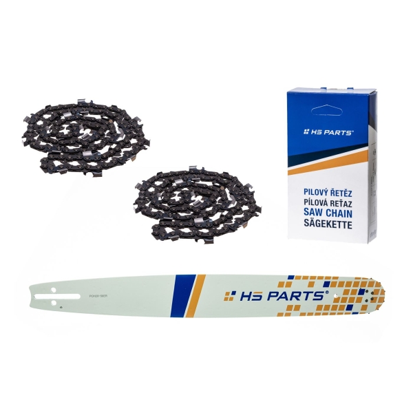 HS PARTS Führungsschiene 20" (50 cm) 3/8" .058" (1,5 mm) + 2 x Sägekette 72 Glieder Vierkantzahn für Husqvarna 51 55 346XP 353 357 359 455 460 560XP