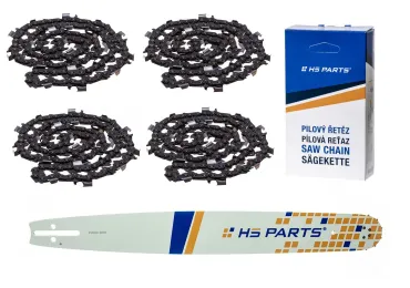 HS PARTS Führungsschiene 20" (50 cm) 3/8" .058" (1,5 mm) + 4 x Sägekette 72 Glieder Vierkantzahn für Husqvarna 51 55 346XP 353 357 359 455 460 560XP