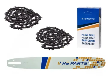 HS PARTS Führungsschiene 20" (50 cm) 3/8" .063" (1,6 mm) + 2 x Sägekette 72 Glieder Vierkantzahn