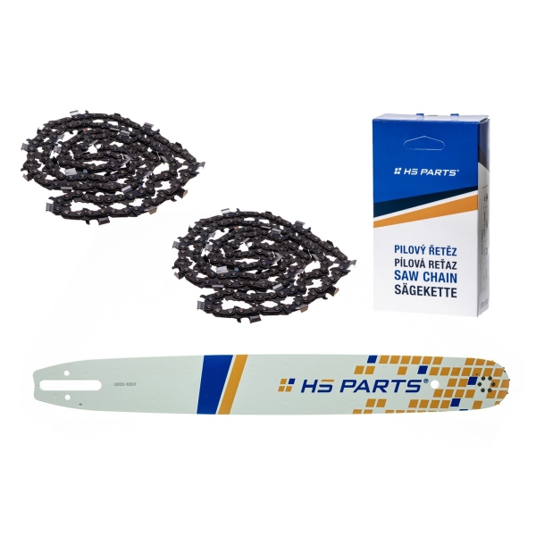 HS PARTS Führungsschiene 20" (50 cm) 3/8" .063" (1,6 mm) + 2 x Sägekette 72 Glieder Vierkantzahn