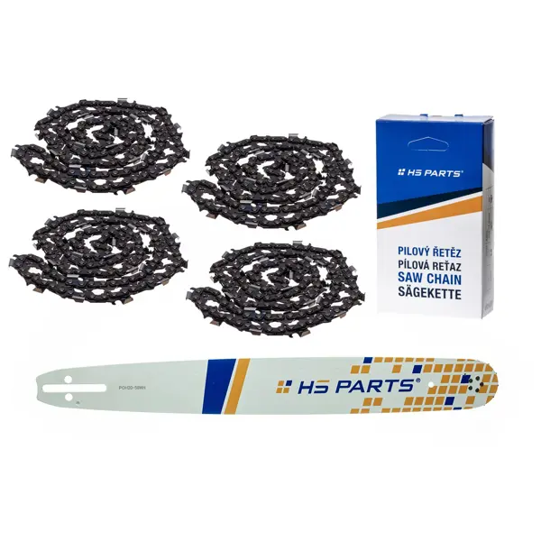 HS PARTS Führungsschiene 20" (50 cm) .325" .058" (1,5 mm) + 4 x Sägekette 76 Glieder Vierkantzahn für Husqvarna 36 55 136 154 257 262 346 357 435 445 460 Jonsered 2054 2152 CS2149W Dolmar 109 111 112 116 Solo 639 651 665