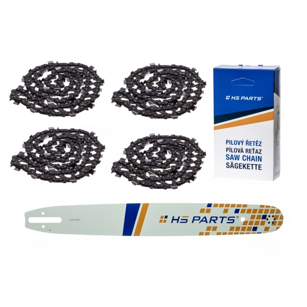 HS PARTS Führungsschiene 20" (50 cm) .325" .063" (1,6 mm) + 4 x Sägekette 81 Glieder Vierkantzahn für Stihl 024 026 036 039 MS240 MS260 MS261 MS270 MS280 MS290 MS310 MS390
