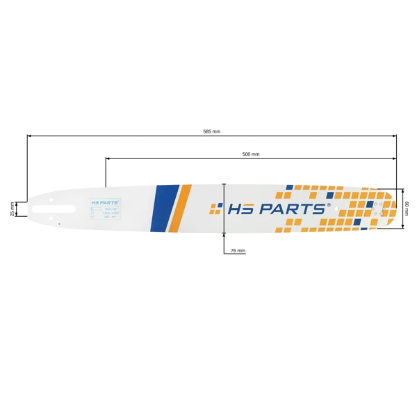 HS PARTS Führungsschiene 20" (50 cm) .325" .063" (1,6 mm) für Stihl 024 026 028 029 030 031 032 039 MS240 MS260 MS261 MS270 MS271 MS280 MS290 MS291 MS310 MS390