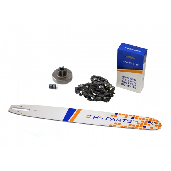HS PARTS Führungsschiene 20" (50cm) 3/8" .063" (1,6mm) + Sägekette 72 Glieder Vierkantzahn + Ringkettenrad Stihl MS380 038