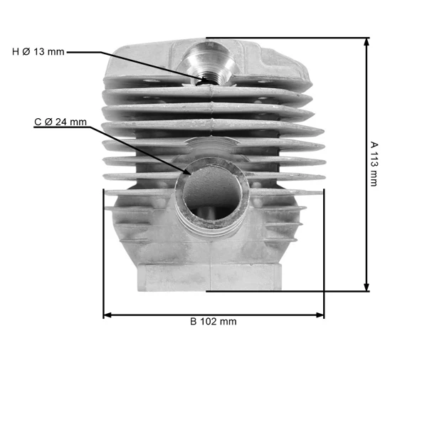 HS PARTS Kompletter Zylinder mit Kolben für Kettensägen Stihl 065 MS650 52 mm (OEM 11220201219)