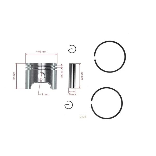 Kompletter Kolben für Freischneider OLEO-MAC Oleomac 440 BP 740 740S / T Sparta 40 TP74 Efco 8400 8400IC 8405BP 8740 8742 BAV STARK 40 40 mm (OEM 074000279)