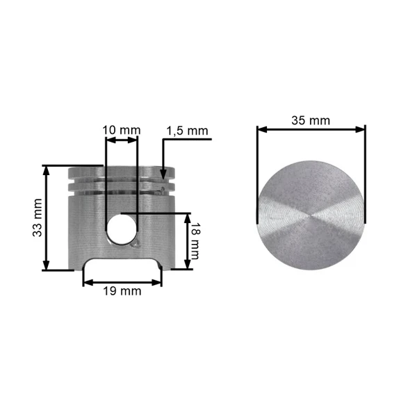 Kompletter Kolben für Freischneider Stihl FS160 FS180 35 mm (OEM 41190302001)