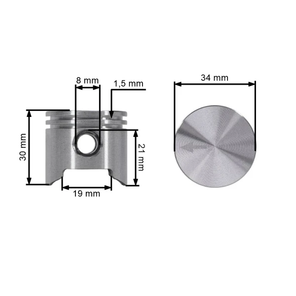 Kompletter Kolben für Freischneider Stihl FS75 FS80 FS80R FS85 FS85R FS85T FS85RX SP80 SP80K SP81 FC75 KA85R SP85 34 mm (OEM 41370302010)