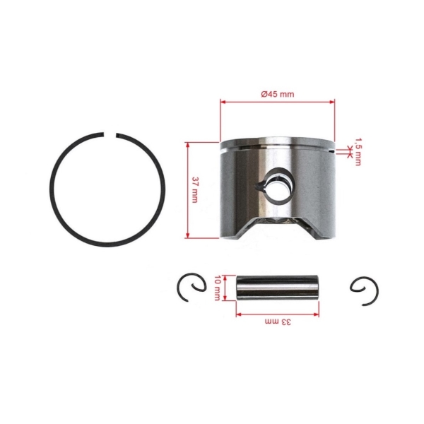 Kompletter Kolben für Husqvarna 51 Kettensägen 45 mm (OEM 503167701)