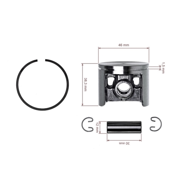 Kompletter Kolben für Kettensägen Dolmar 116si 116siH Dolmar PS6000i PS6000iH 46 mm (OEM 029132000)