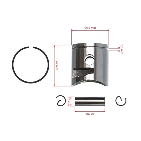 Kompletter Kolben für Kettensägen Husqvarna 120 Mark II 235 236 240 Jonsered CS2234 CS2238 CS2238S 39 mm (OEM 545081894)