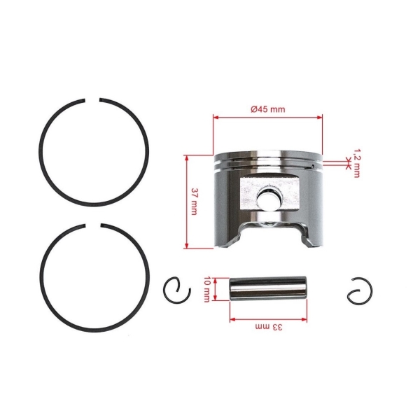 Kompletter Kolben für Kettensägen Husqvarna 346XP 353 Jonsered CS2147 CS2152 45 mm (OEM 537223602)