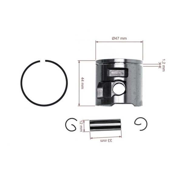 Kompletter Kolben für Kettensägen Husqvarna 455 455E 455 Rancher Jonsered CS2255 47 mm (OEM 537293004)