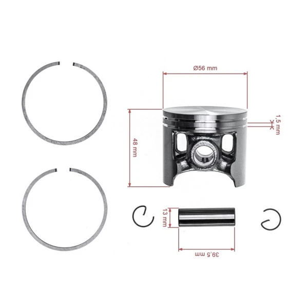 Kompletter Kolben für Kettensägen Husqvarna Partner 394XP K950 Jonsered 2094 2095 56 mm (OEM 506372401)