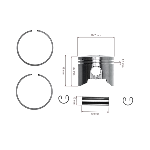 Kompletter Kolben für Kettensägen OLEO-MAC Oleo-mac 261 47 mm (OEM 6100521)