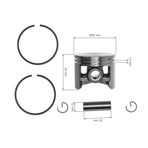 Kompletter Kolben für Kettensägen OLEO-MAC Oleo-mac 970 971 GS720 50 mm (OEM 097000205)
