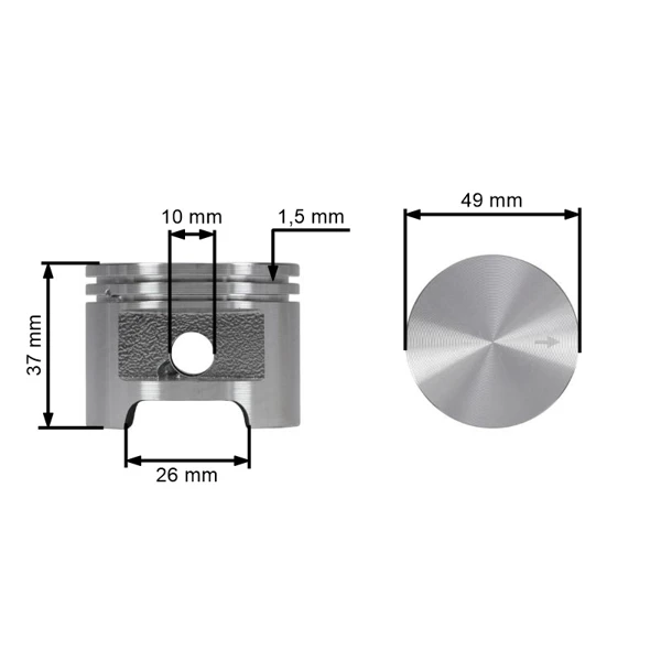 Kompletter Kolben für Kettensägen Stihl 039 MS390 49 mm (OEM 11270302005)