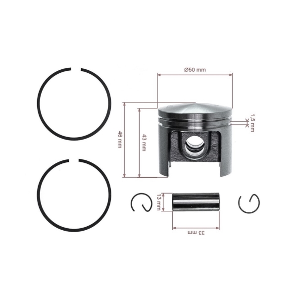 Kompletter Kolben für Kettensägen Stihl 045 056 50 mm (OEM 11150302000)