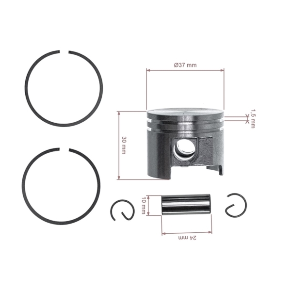 Kompletter Kolben für Kettensägen Stihl MS192T MS 192 37mm (1137 030 2002)