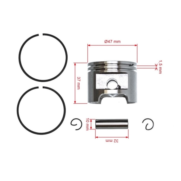 Kompletter Kolben für Kettensägen Stihl MS310 47 mm (OEM 11270302007)