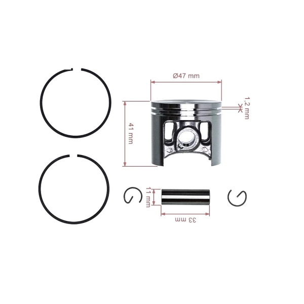 Kompletter Kolben für Kettensägen Stihl MS341 MS361 47 mm (OEM 11350302000)