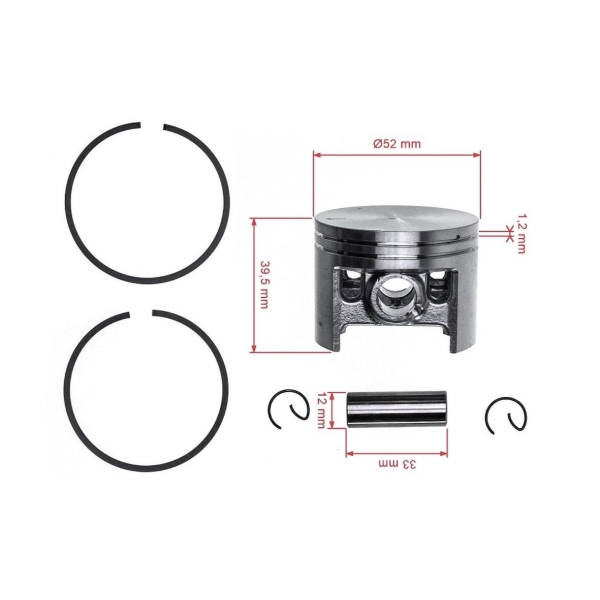 Kompletter Kolben für Kettensägen Stihl MS440 52 mm (OEM 11280302015)