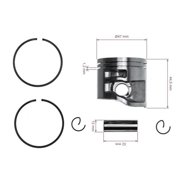 Kompletter Kolben für Stihl MS362 (1140 030 2002) 47 mm