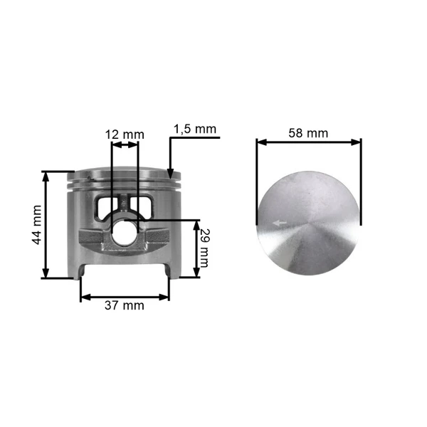 Kompletter Kolben für Trennschneider Stihl TS760 58 mm (OEM 11110302002)